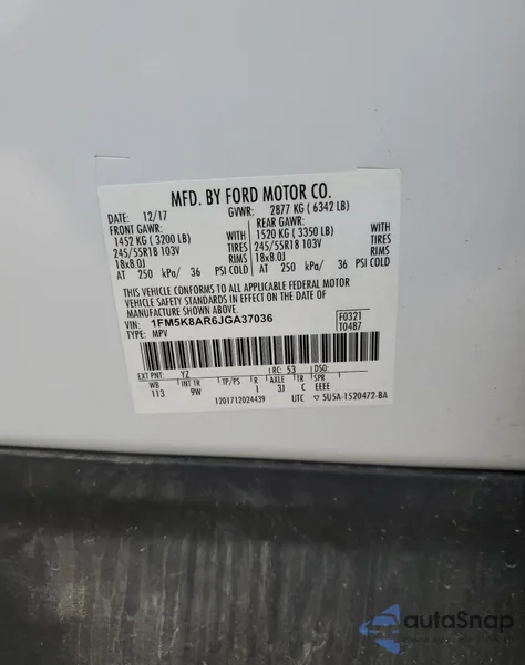 2018 Ford Explorer Police Interceptor from USA, damaged, VIN 1FM5K8AR6JGA37036